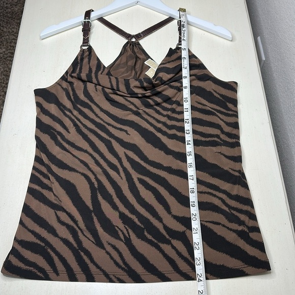 Michael Kors Black & Brown Zebra Faux Leather Adjustable Buckle Strap Top Size M - Picture 9 of 9